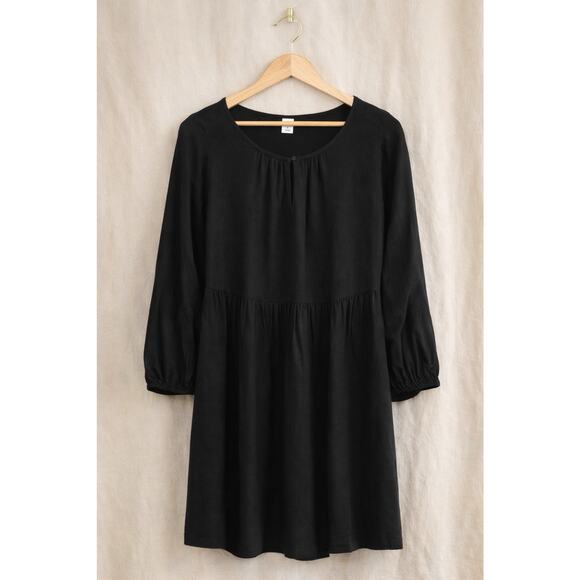 Old Navy Dresses & Skirts - Old Navy Black Mini Dress Medium Boho Babydoll Long Sleeve Flowy M